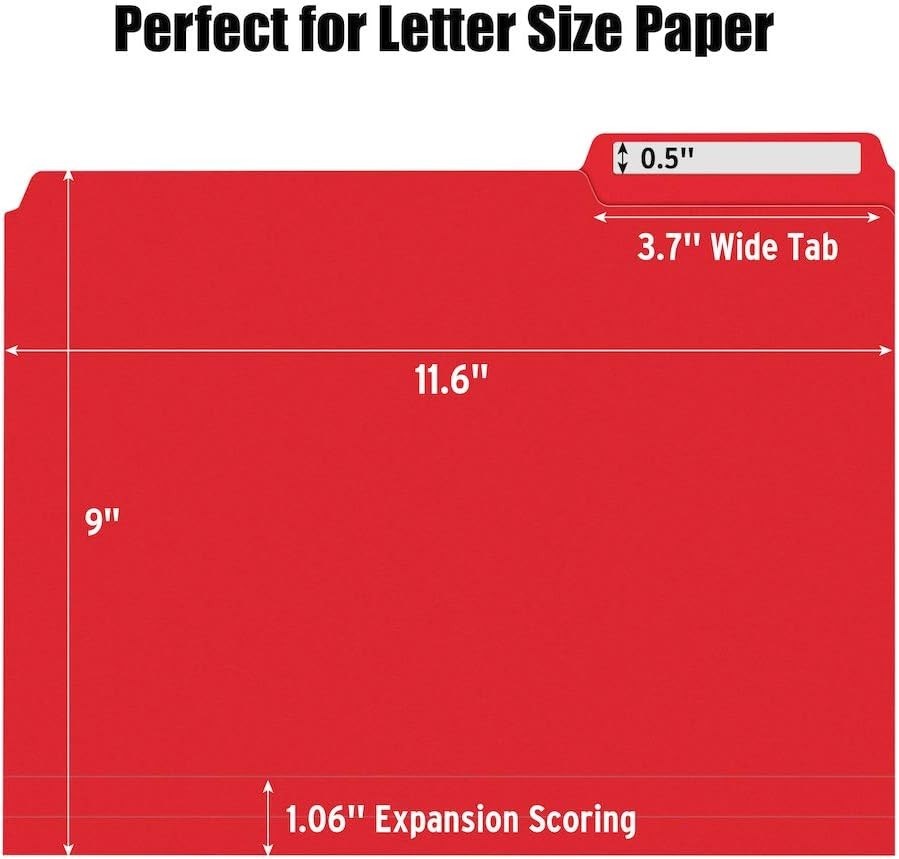 6 Assorted Plastic File Folders with Erasable Tabs - Perfect for Organization