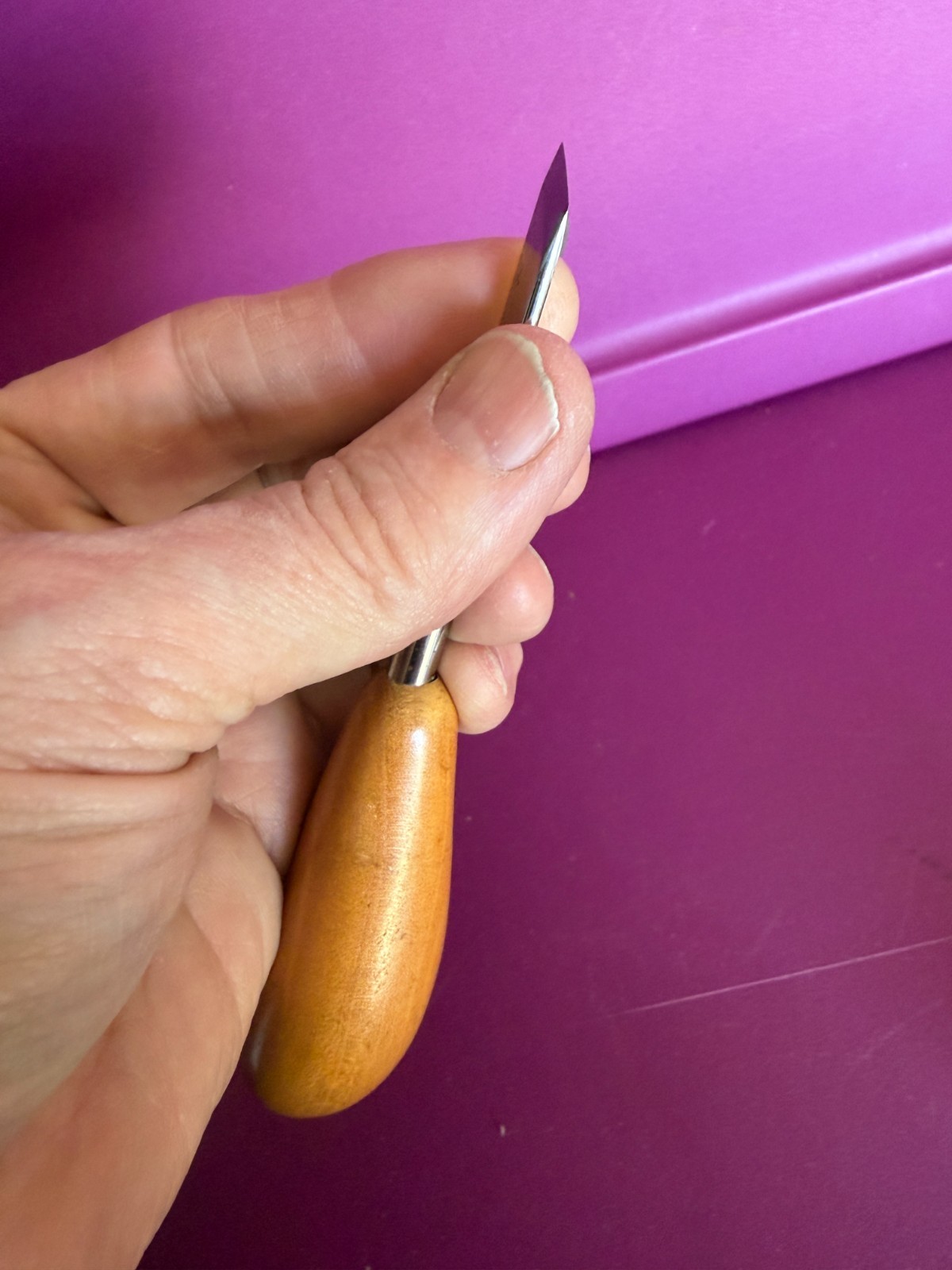 RARE Diobsud Forge 7/16" Wide Double Bevel Woodcarving Skew Chisel In VGC!