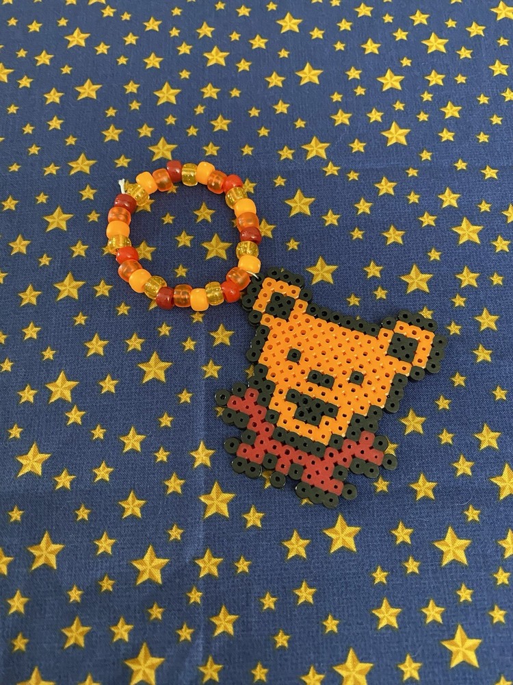 Orange and Red Bear Kandi Bracelet - Handmade