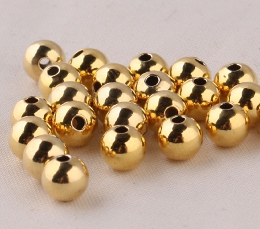 20Pcs New Fashion Authentic 14K Yellow Gold Bead 3mm Lucky Loose Beads For DIY