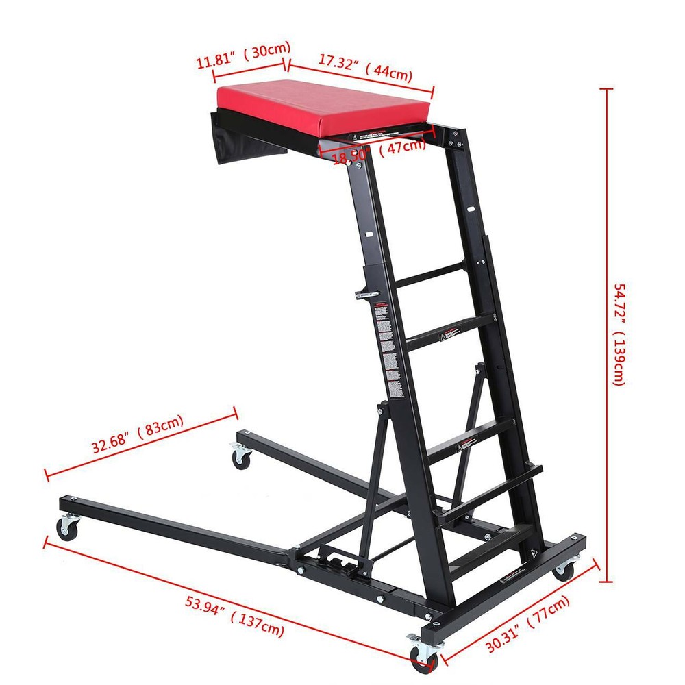 Automotive Topside Creeper 400LBS Adjustable Height Movable with 4 Wheels US