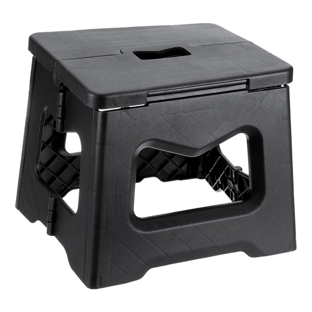 8" Folding Step Stool for Adults 165 lbs Capacity Black