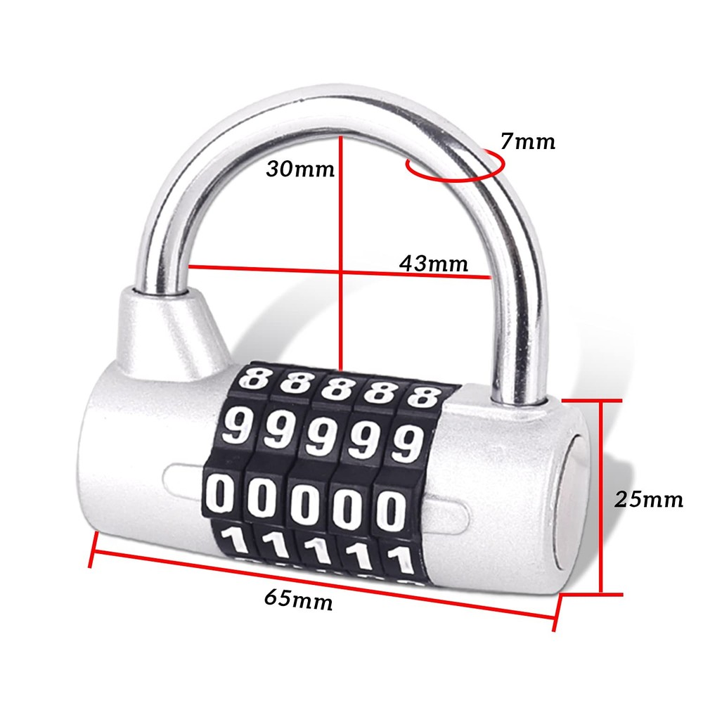 5 Digit Combination Lock,Gym Padlock,Replaceable Combination Lock,Suitable fo...