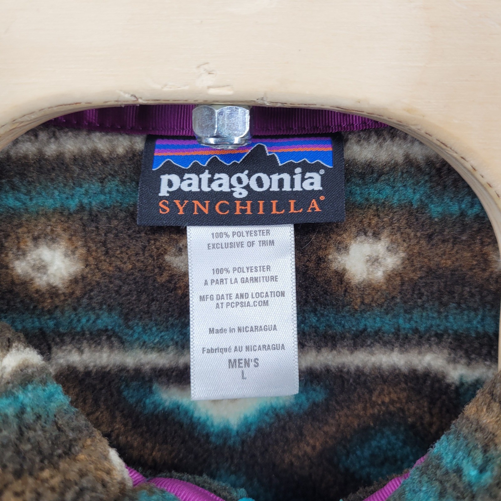 Vintage Patagonia Synchilla Fleece Men's Large Navajo Aztec Southwestern Teal