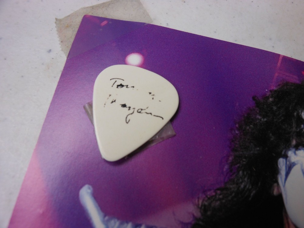 Tommy Thayer Signed 8X10 Photo with Guitar Pic ROUGH CONDITION