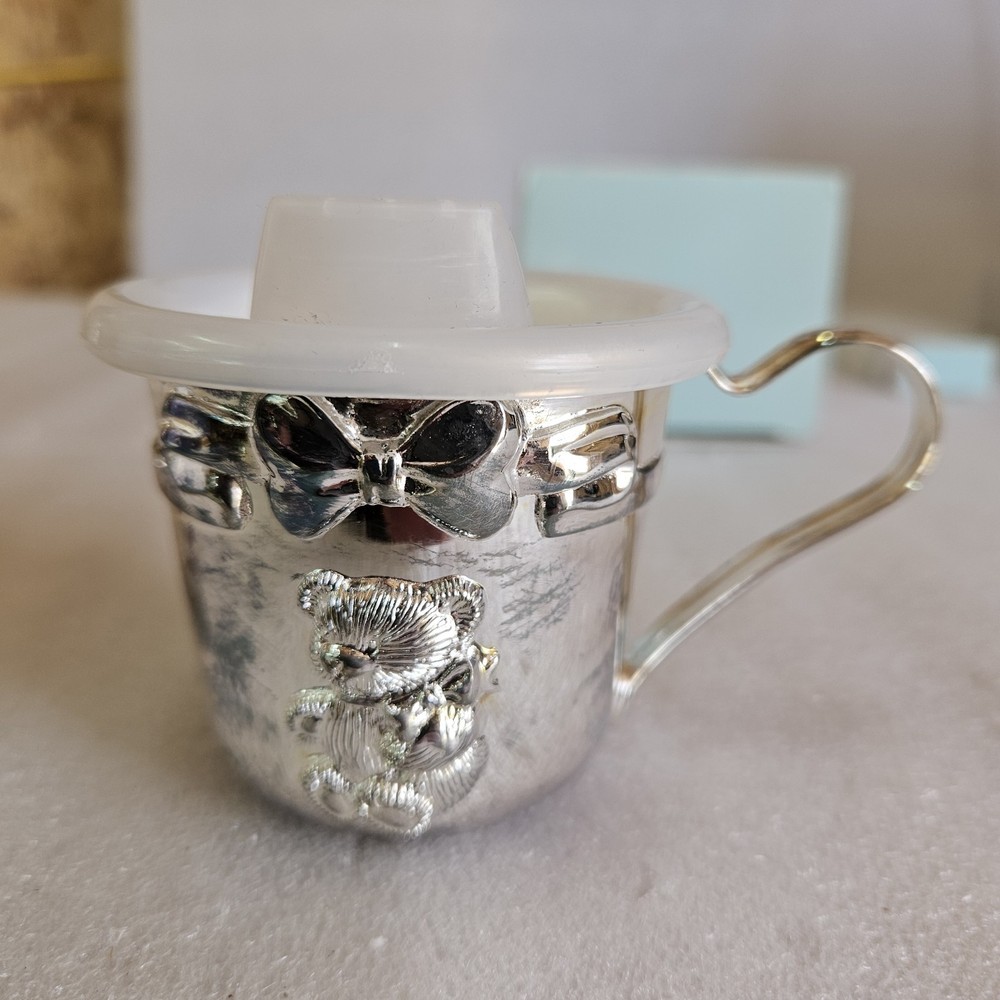 AVON Baby's First Heirloom Collection Cup, Spoon & Bear Bank Silverplated