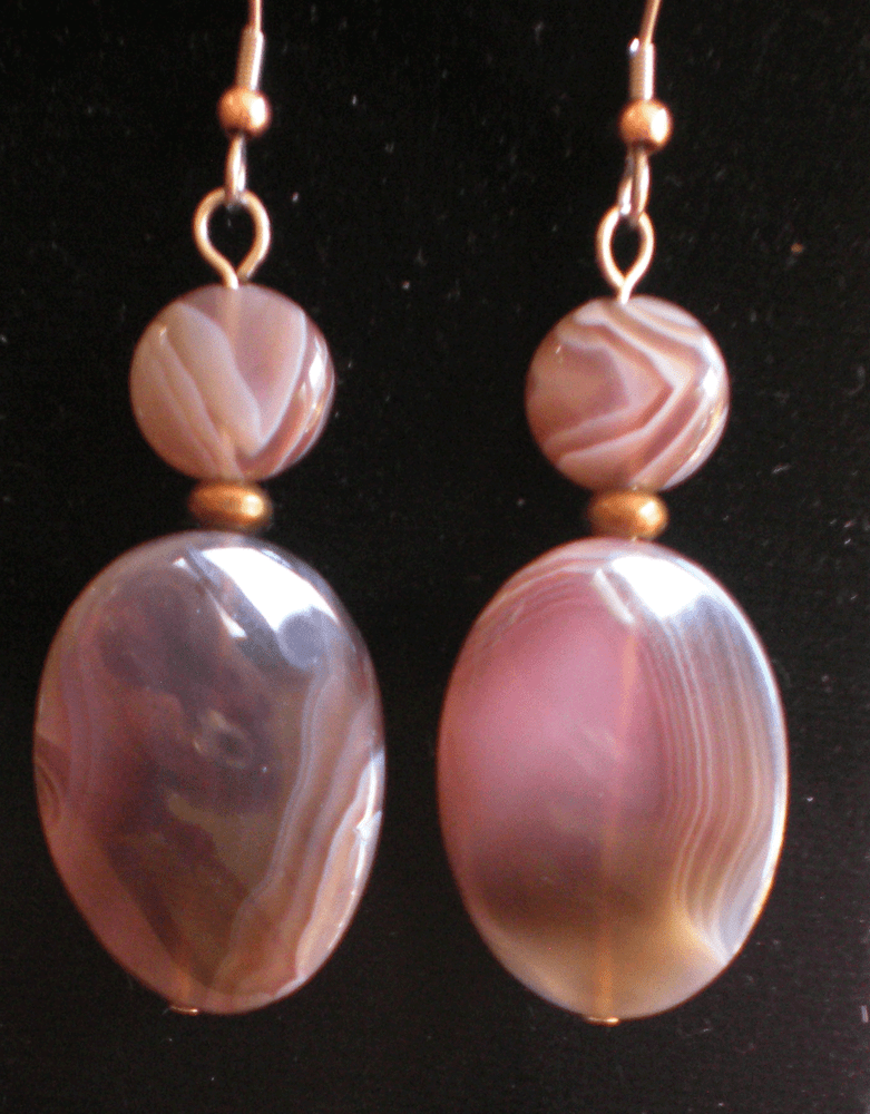 Botswana Agate Bead Earrings - Balance, Grounding, Healing e101