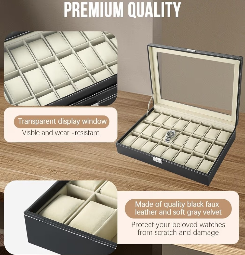 24 Slots Watch Box | Watch Case Display.