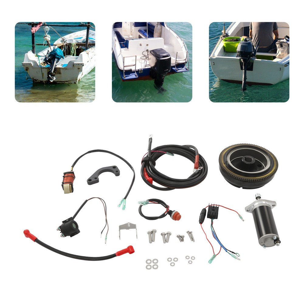 Outboard Engine Electric Starter Conversion Kit for Dongfa 2-Stroke 15HP/18HP