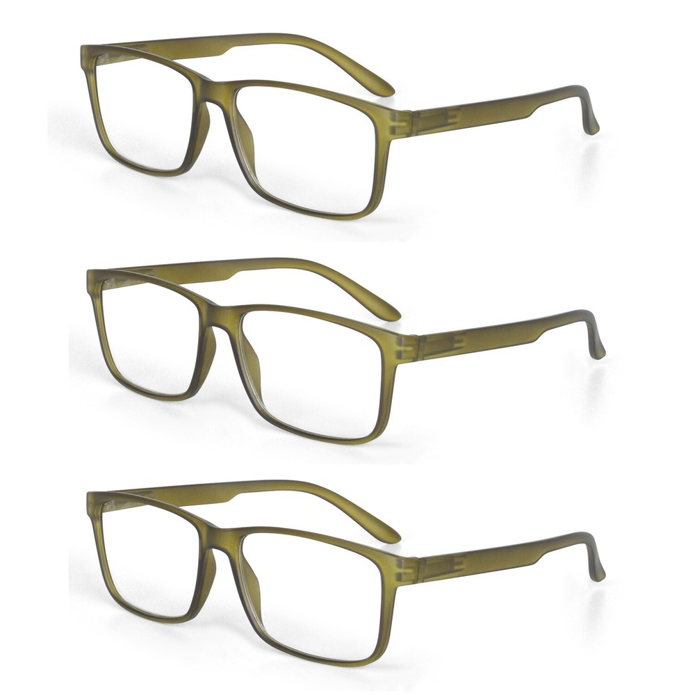 EYE ZOOM 3 Pack Plastic Classic Rectangular Style Reading Glasses for Men Women