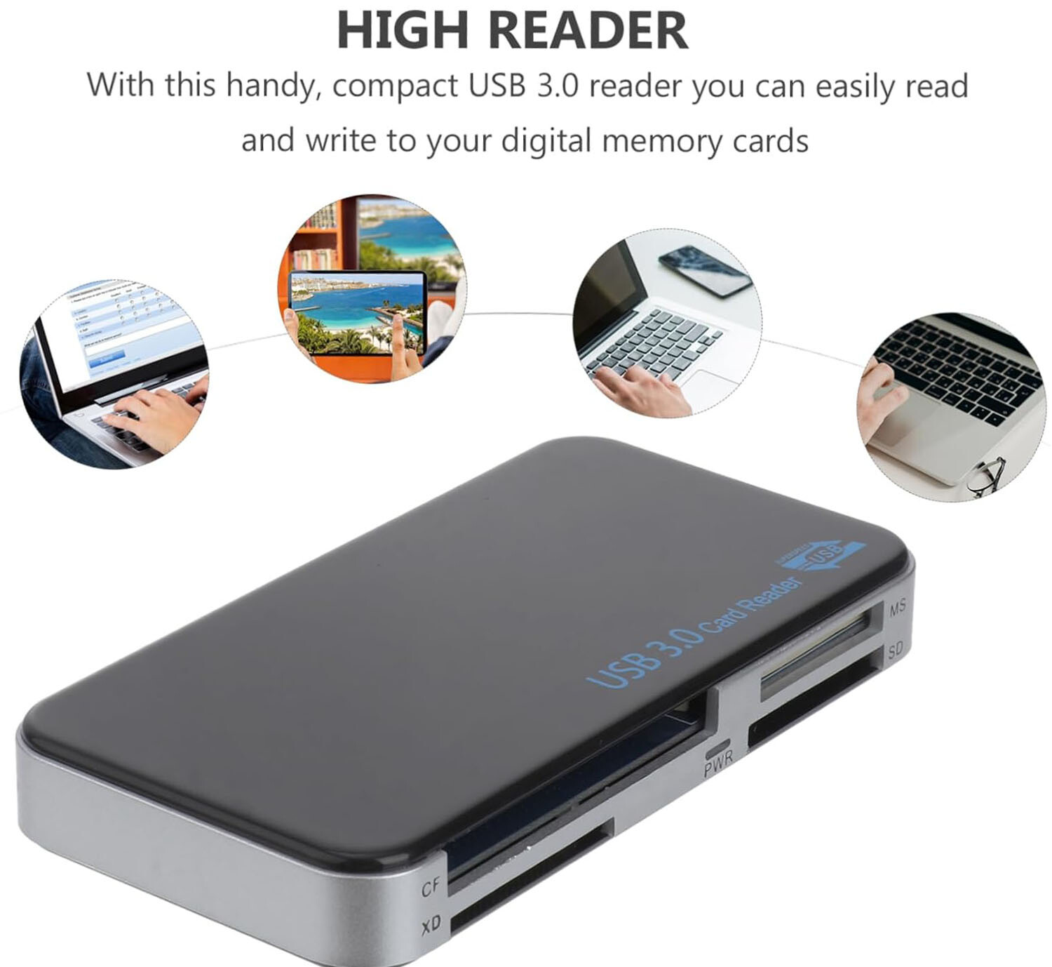 USB 3.0 Memory Card Reader Adapter 5GBPS Fit CF/TF/SD/Micro SD/XD/M2/MS Card Lot