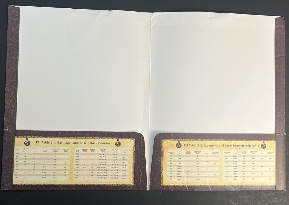 2004 Dungeons And Dragons Folder And Character Sheets. Folder Has Some Flaws