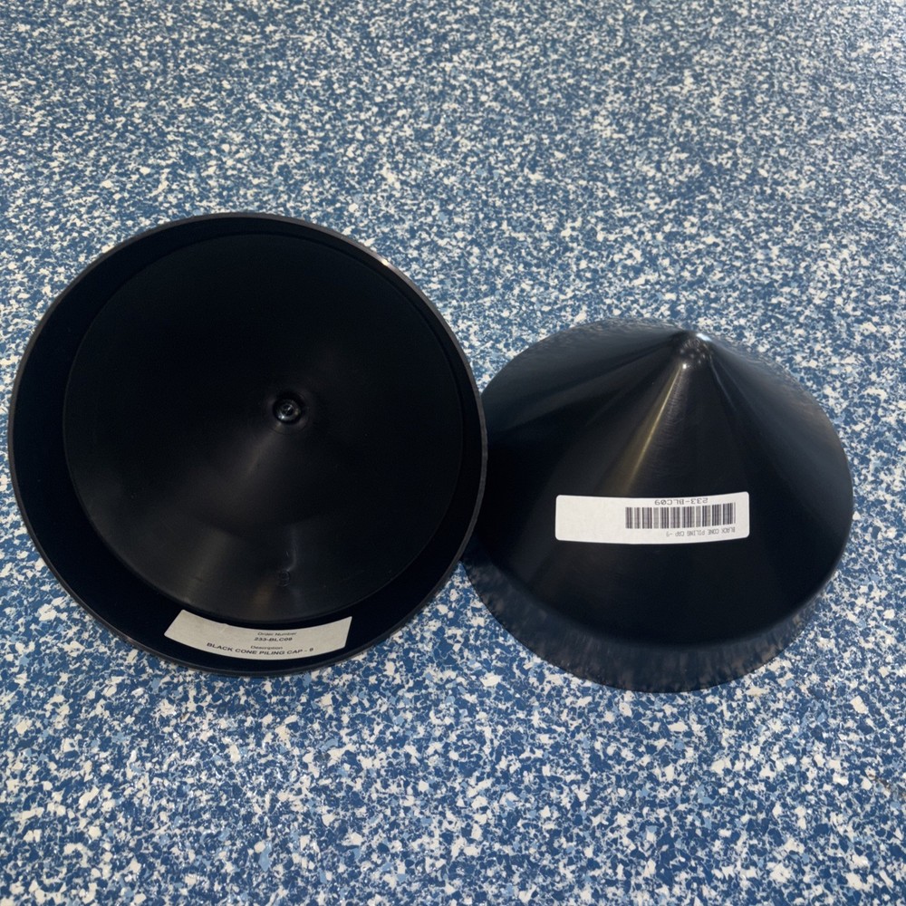 Black Cone Piling Cap 9” - Marine Dock Post Protector (P# 233-BLC09)
