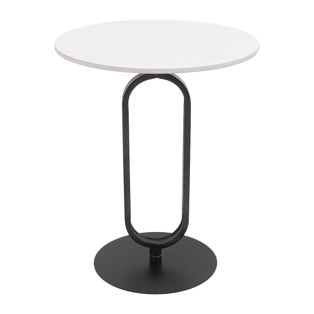 White+ Black Side Table Round Side Table Modern Coffee Table 21.65in Height
