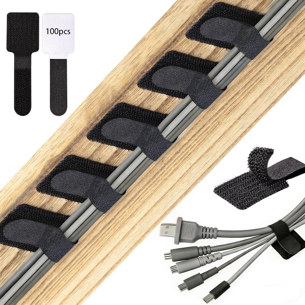 Hook and Loop Cable Ties, Self Adhesive Cable Manament Desk Cable