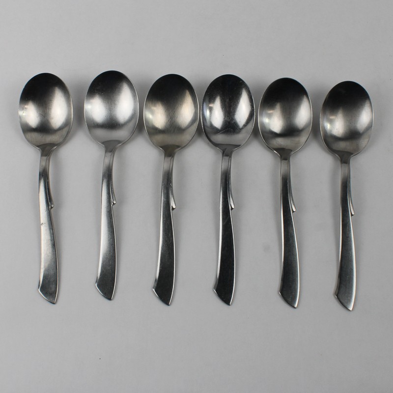 Lot of 6 Wallace Silver Ballet Pattern Solid Serving Spoons 8" Rare