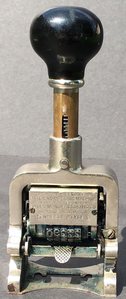 Vintage Bates Numbering Machine 5 Wheels Type E