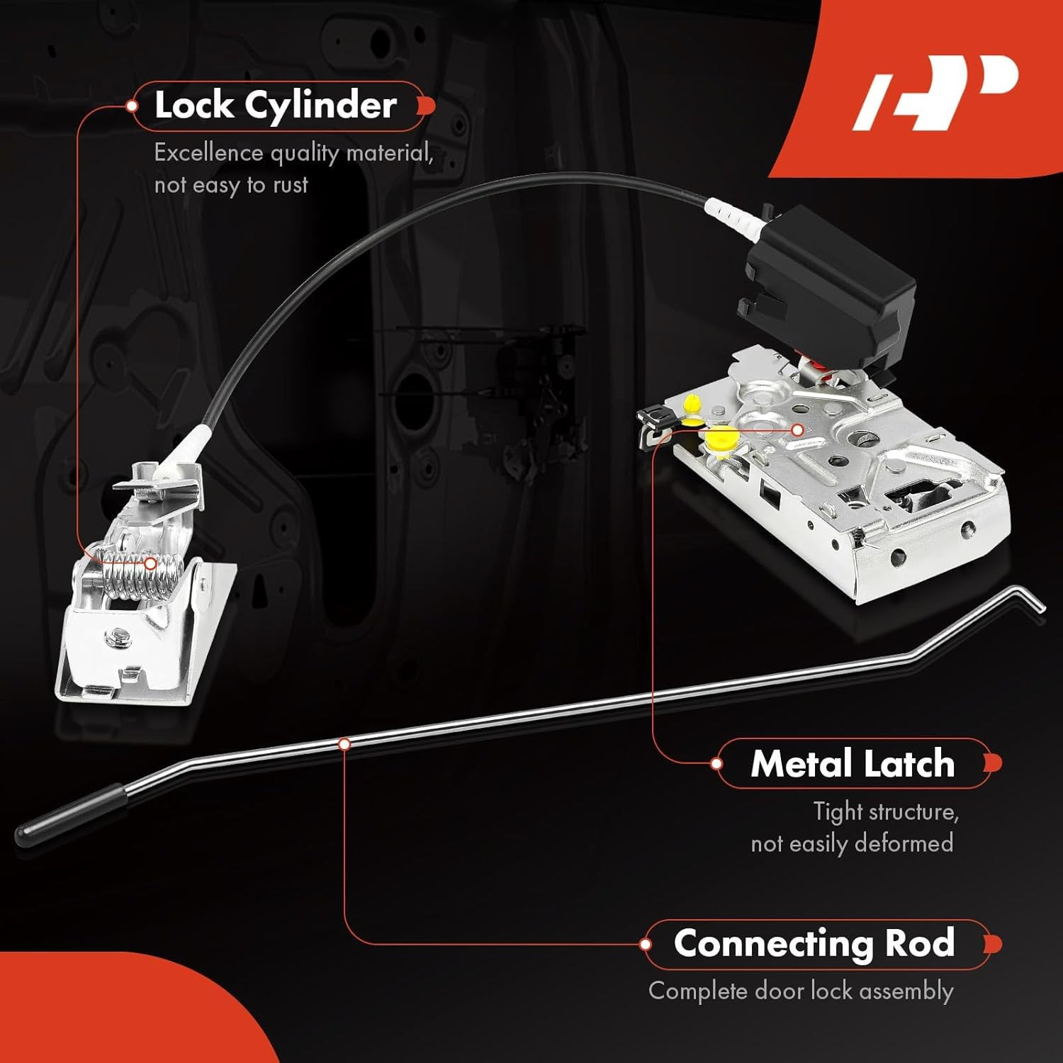 Front Right Door Lock Latch Actuator w/Cable 1992-1997 Ford F150 F250 F350
