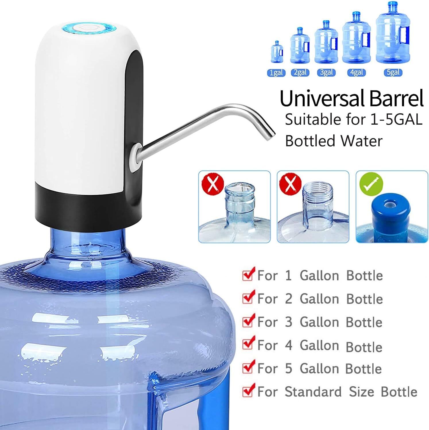 5 Gallon Water Bottle Switch Pump Electric Automatic Universal Dispenser USB US