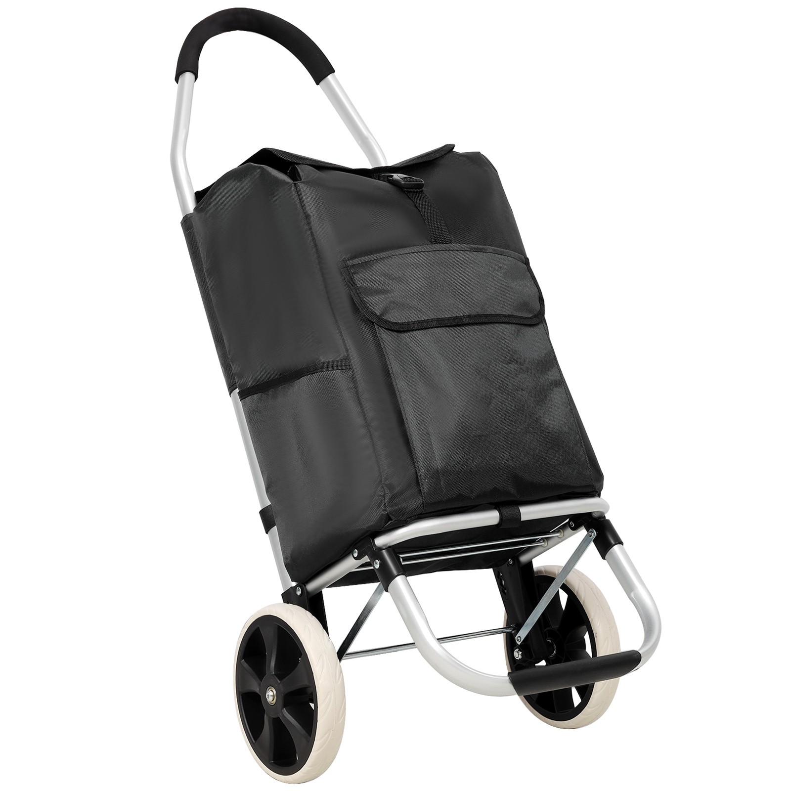 Trolley Dolly Foldable Shopping Cart for Groceries with Wheels and Removable Bag