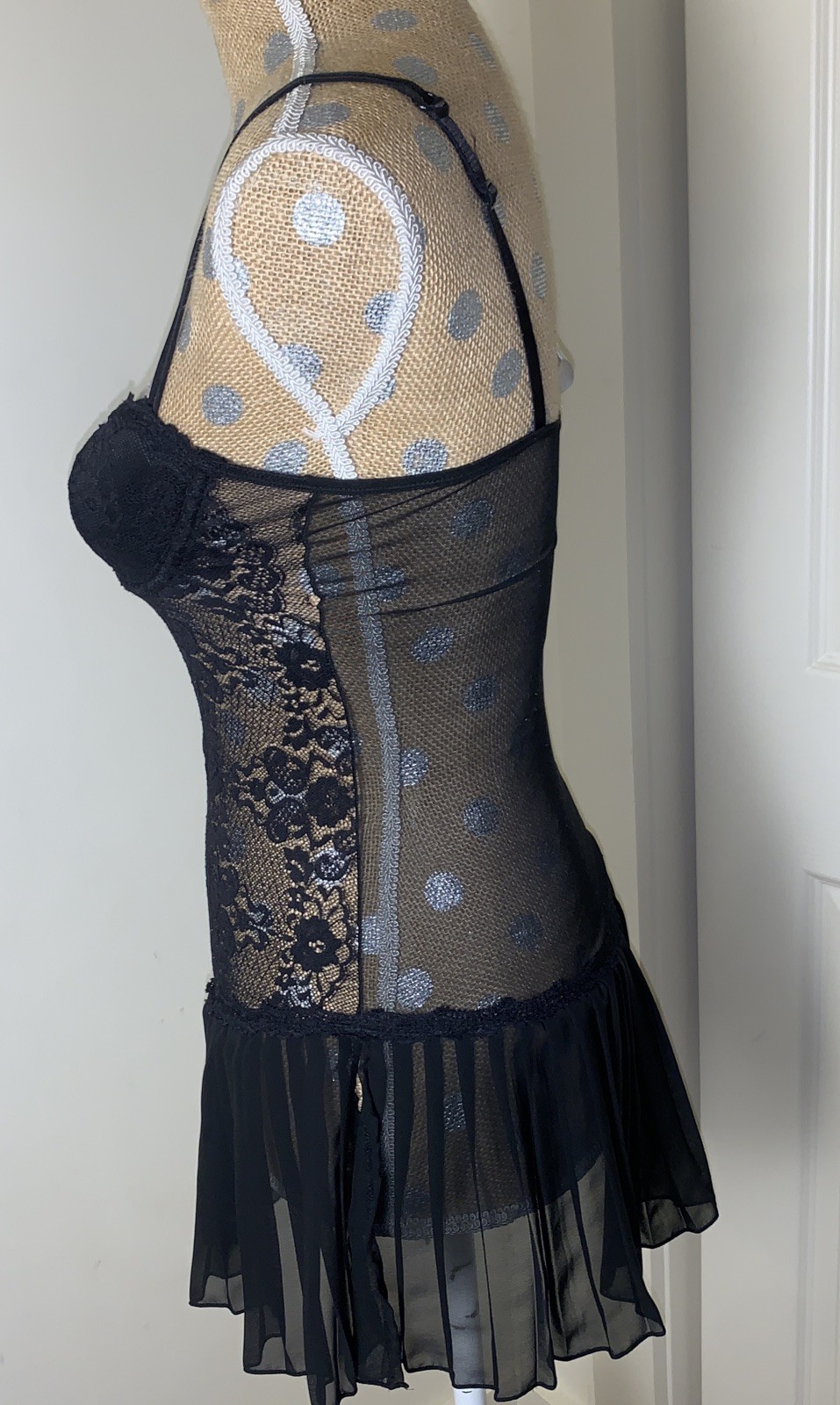 Black Lingerie Slip Pleated Dress Womens Y2K Whimsygoth Coquette Gothic Bustier