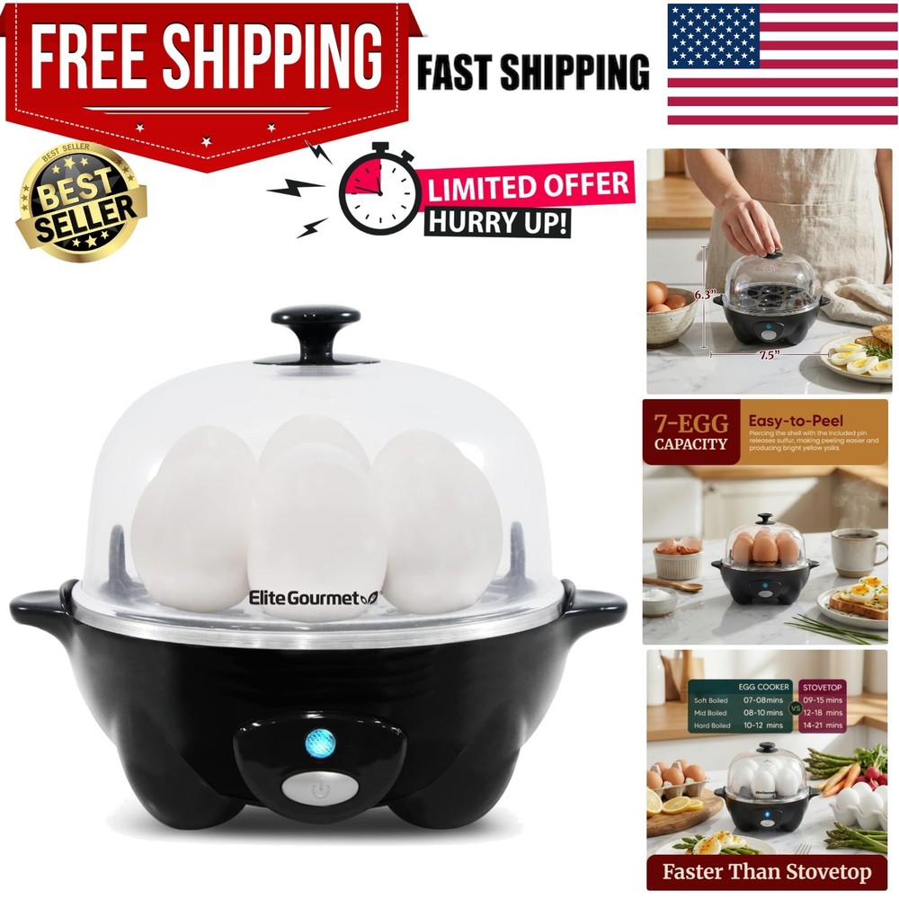 Versatile Egg Cooker for Hard, Medium & Soft Boiled Eggs - 7 Egg Capacity