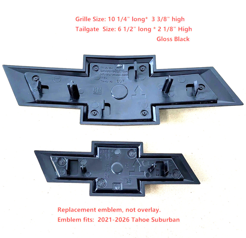 New 2021-2025 Suburban Tahoe Front & Rear Chrome Bowtie Emblems Kit OEM