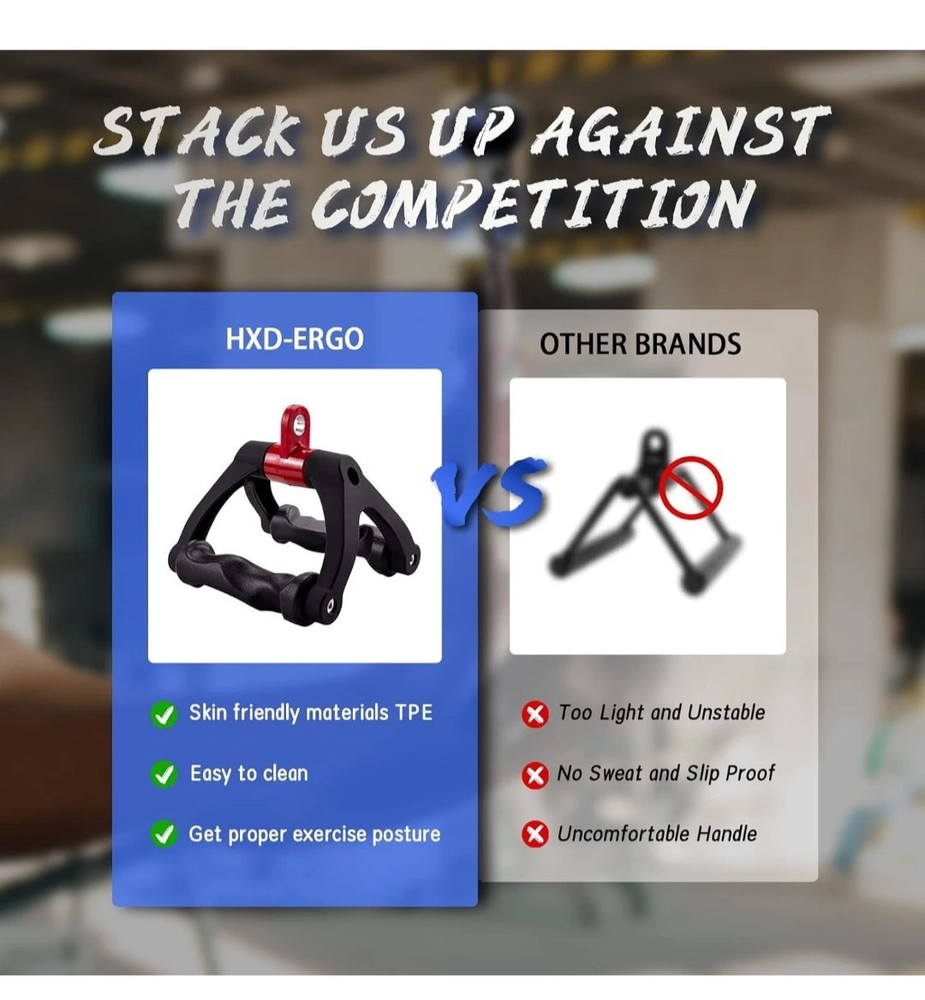 Double D Handle for Cable Machine - Ergonomic Row Handle - Triangle V Bar Grip