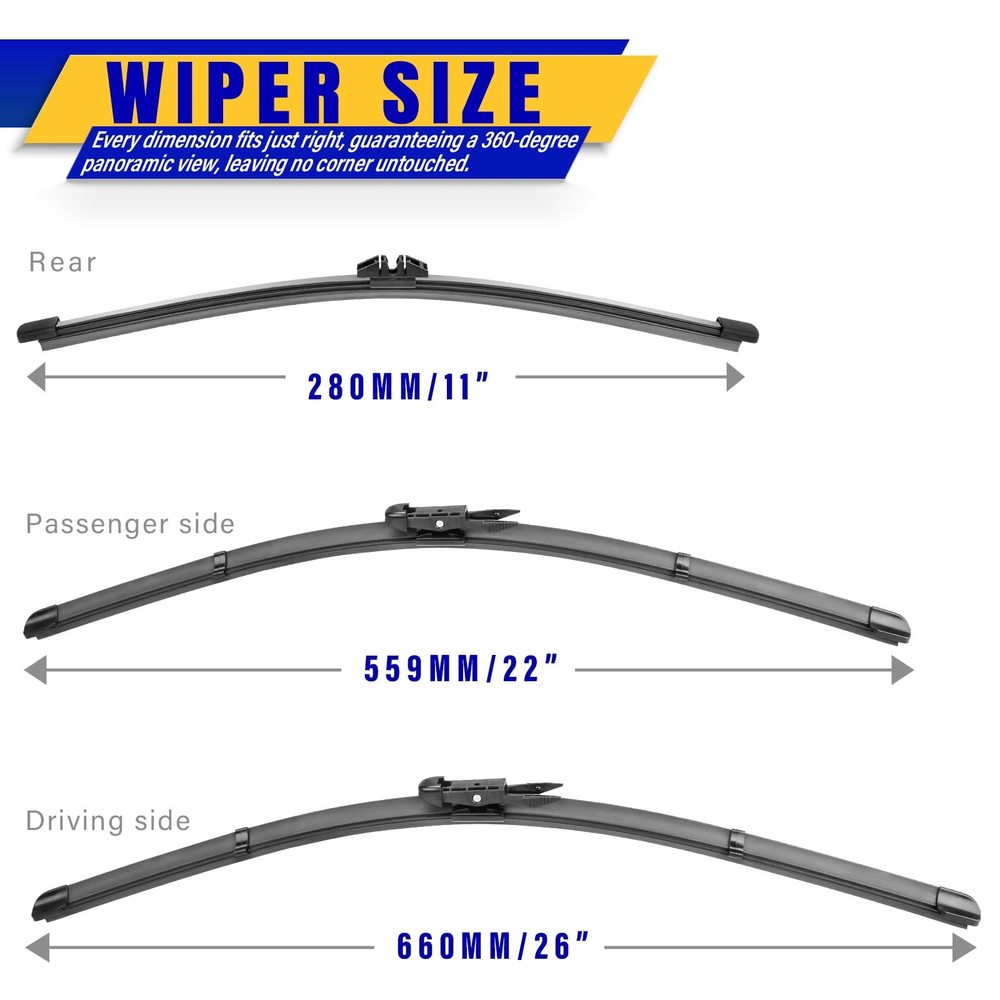 3 wipers Replacement for Ford explorer 2023-2011,Windshield Wiper