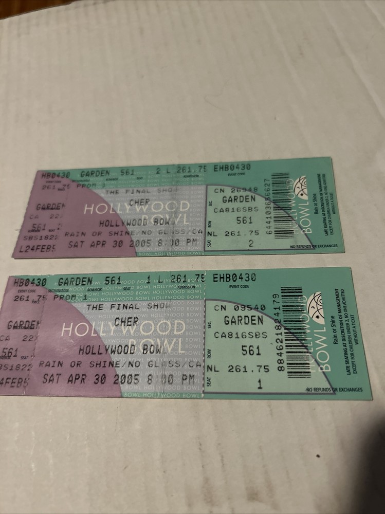 2 Cher Final 2005 Tour Tickets