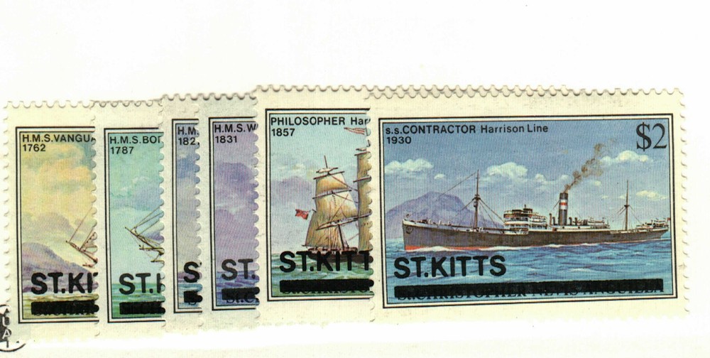 St Kitts #38-43 MH ships