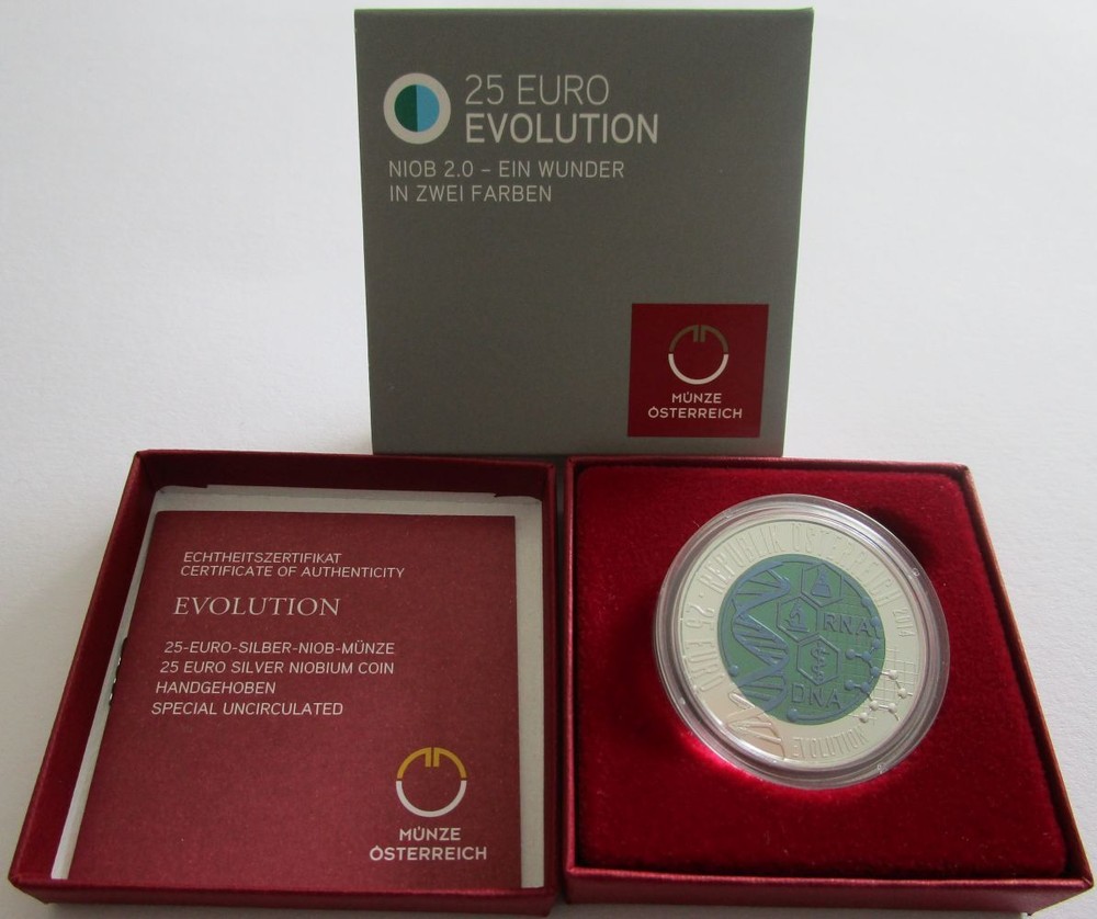 Austria 25 Euro 2014 Evolution Silver Niobium