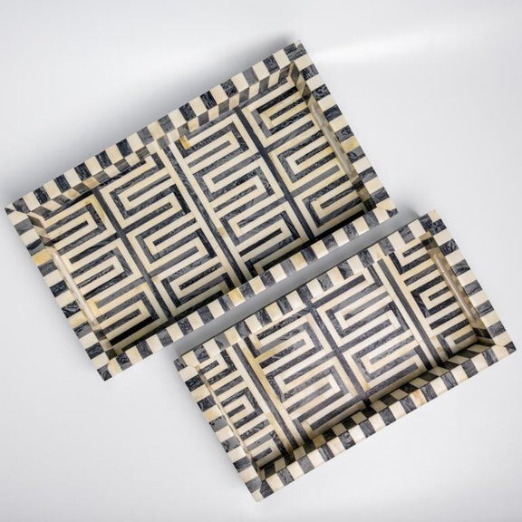 Bone Inlay Tray-handmade Maze