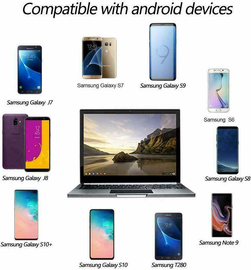 3-Pack USB Type C Fast Charging Cable Galaxy S8 S9 S10 Plus Note 8 9