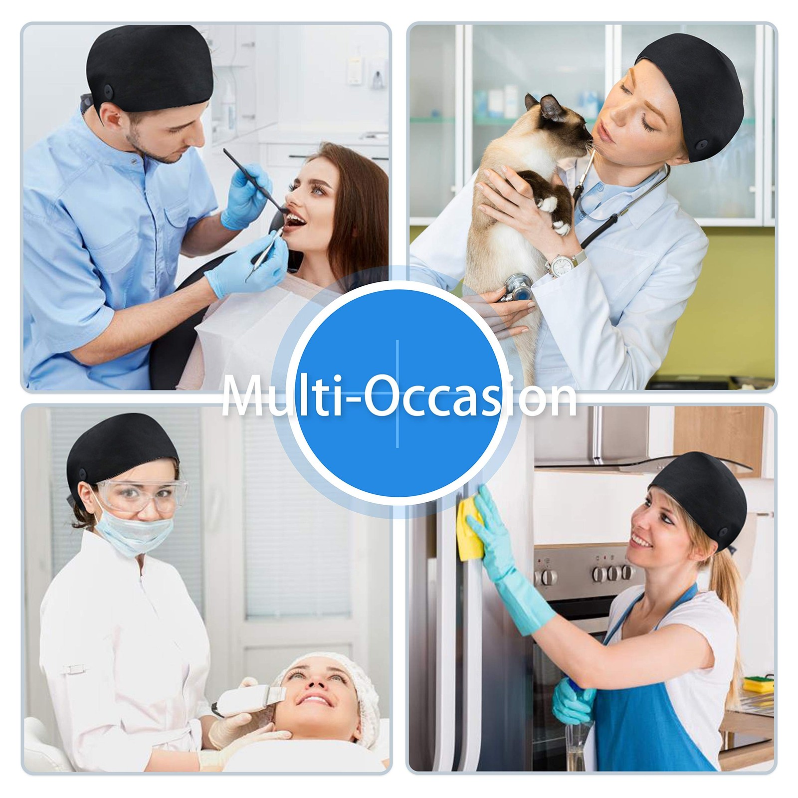 QBA Adjustable Working Cap with Button, Cotton Working Hat Sweatband, Elastic...