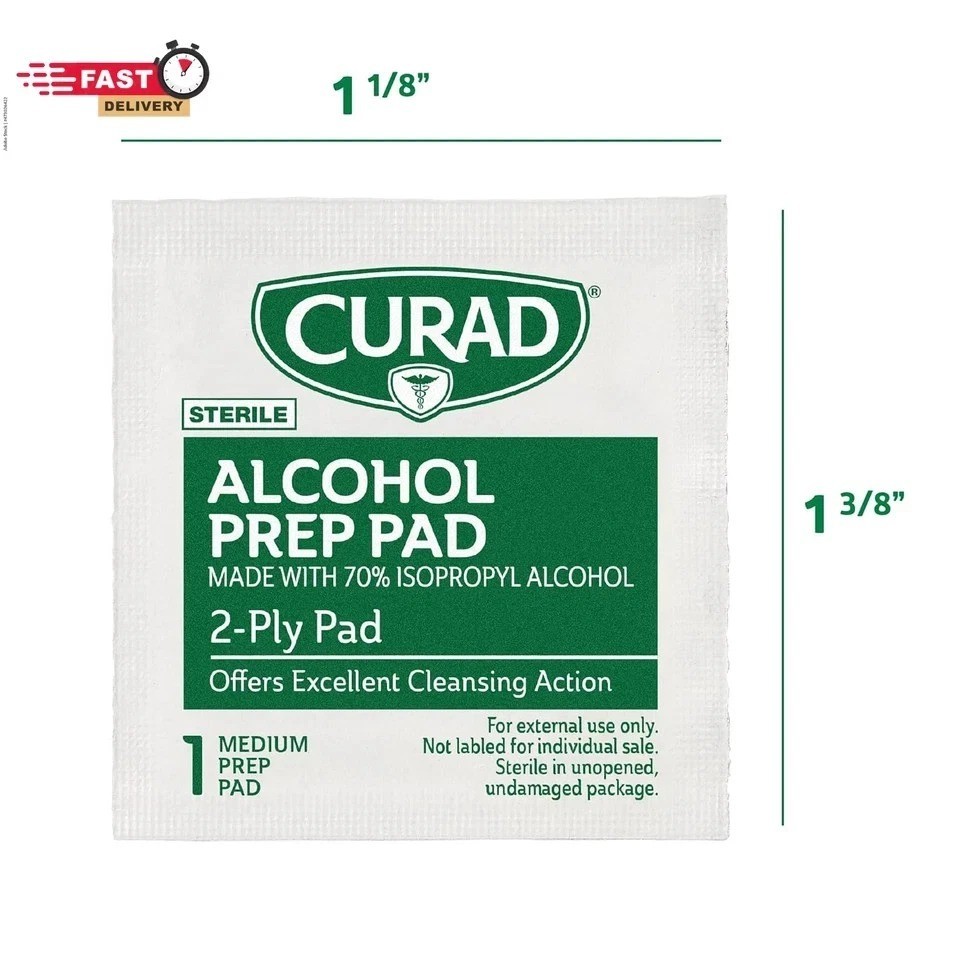 CURAD Alcohol Prep Pads (Pack of 4 Boxes) | 400 Pieces of Medium Isopropyl Wipes