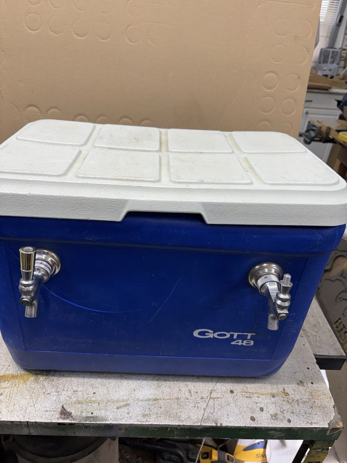 Dual Tap Jockey Box Homebrew Beer Keg Dispensing Cooler Tailgating 48 Qt Cooler