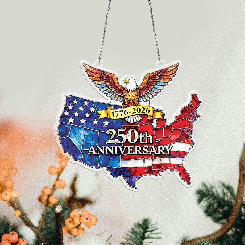 American Eagle 250th Anniversary Suncatcher Acrylic Window Decor