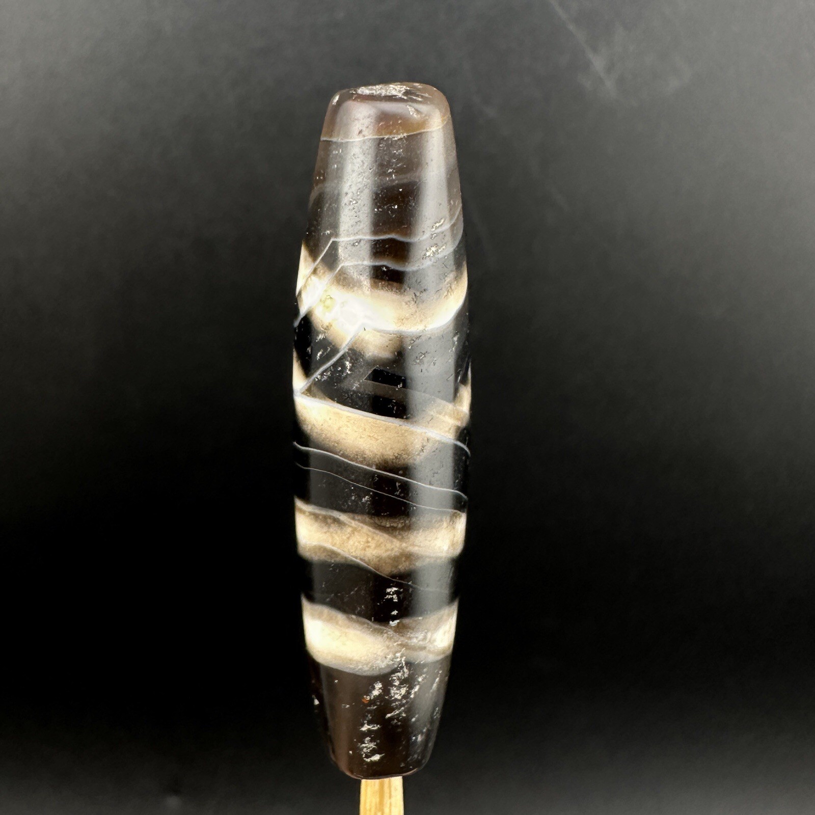 Tibetan Buddhism Agate 4 Stripe Horn Bead Totem Dzi Bead Amulet Pendant