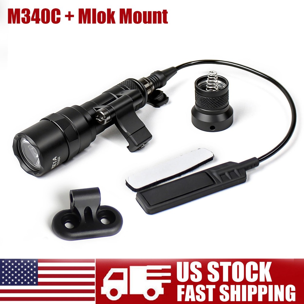 Tactical Flashlight M340C Weapon Light With Pressure Remote Switch + Mlok Mount