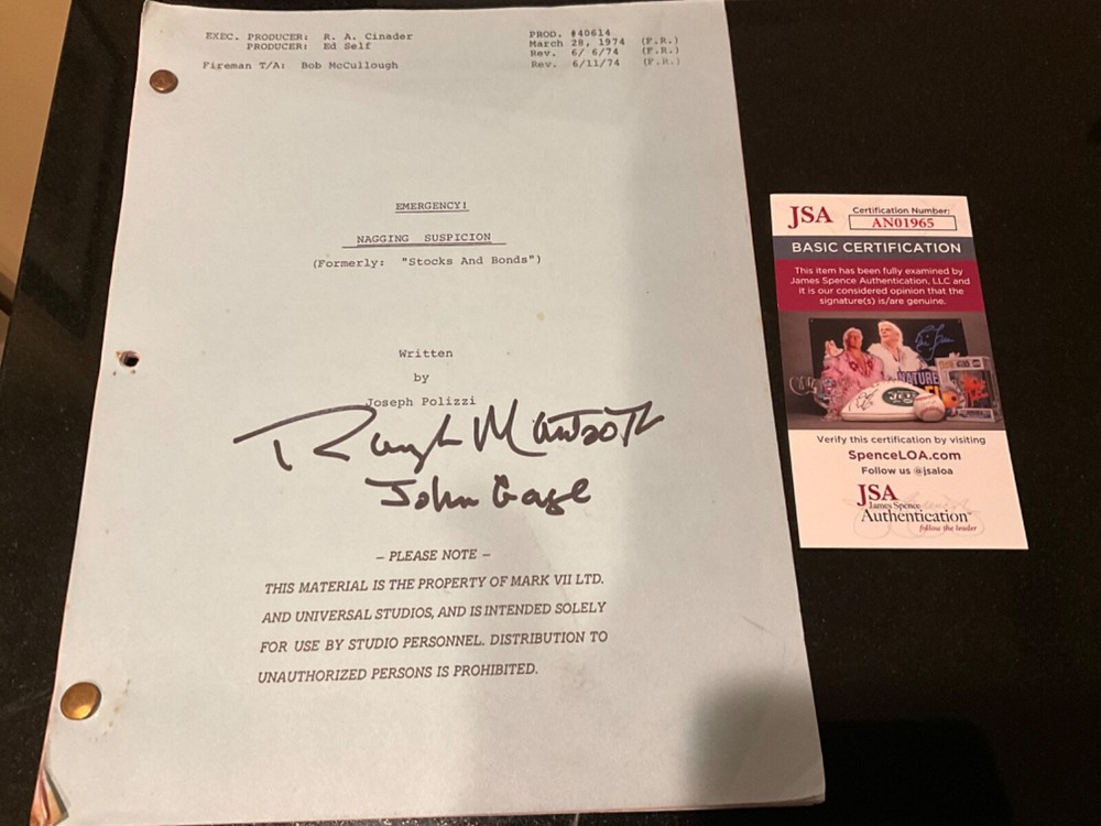Original EMERGENCY *signed* script Randolph Mantooth  JSA Auth