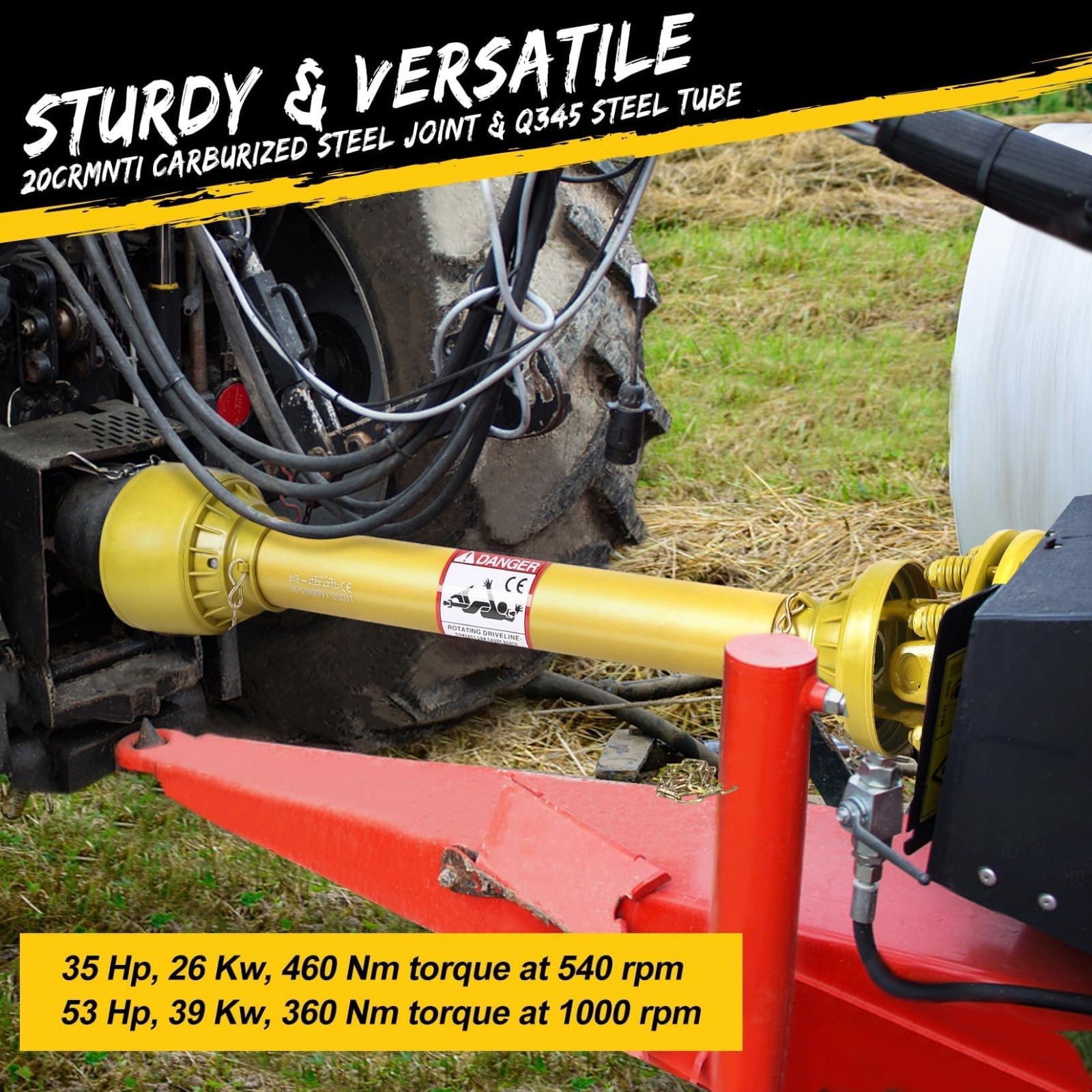 1-3/8" PTO Drive Shaft & Slip Clutch, 31.5"-41" 6 Spline Both Ends PTO Friction