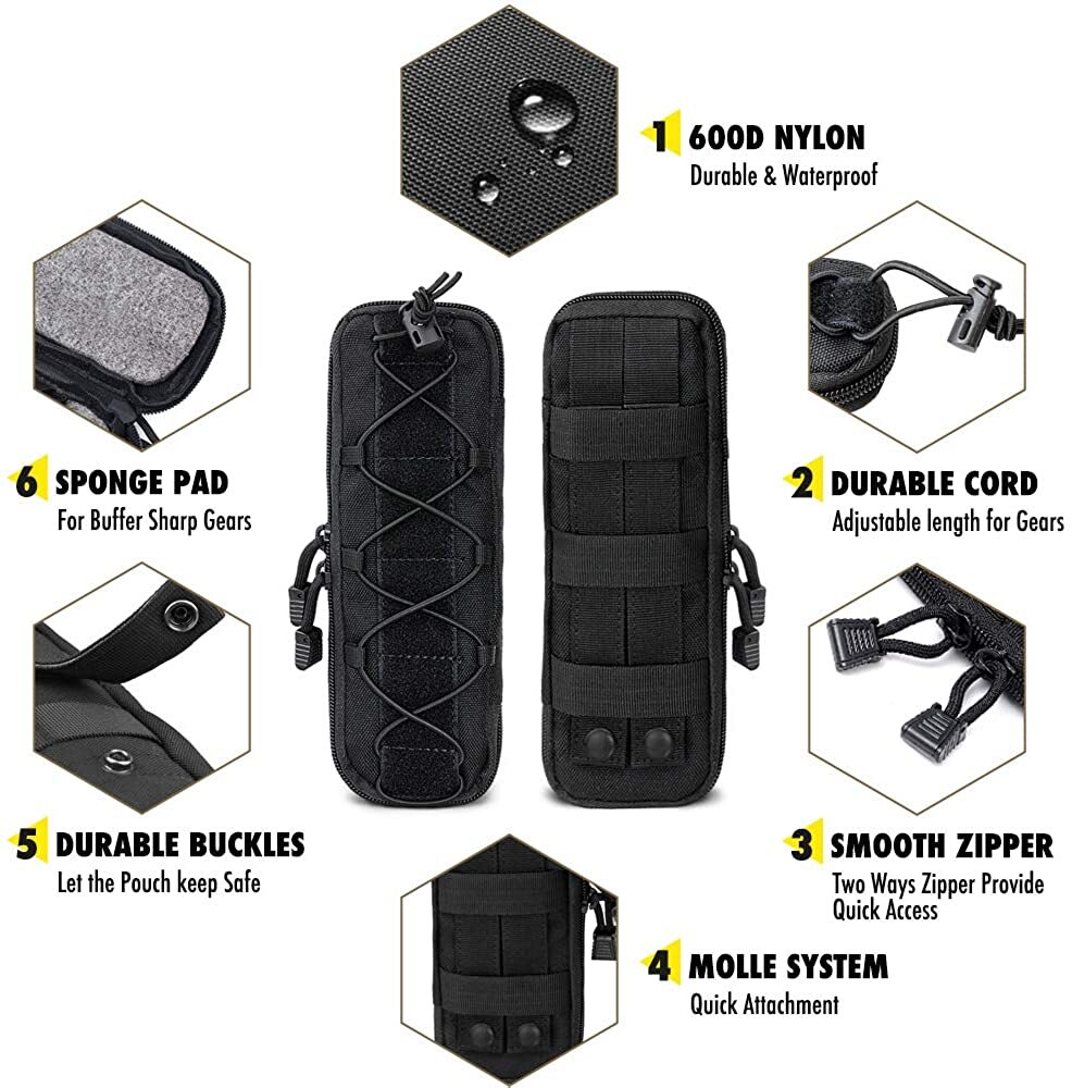 Tactical Molle Knife Sheath Bag Military Flashlight Holster Utility Tool Pouch