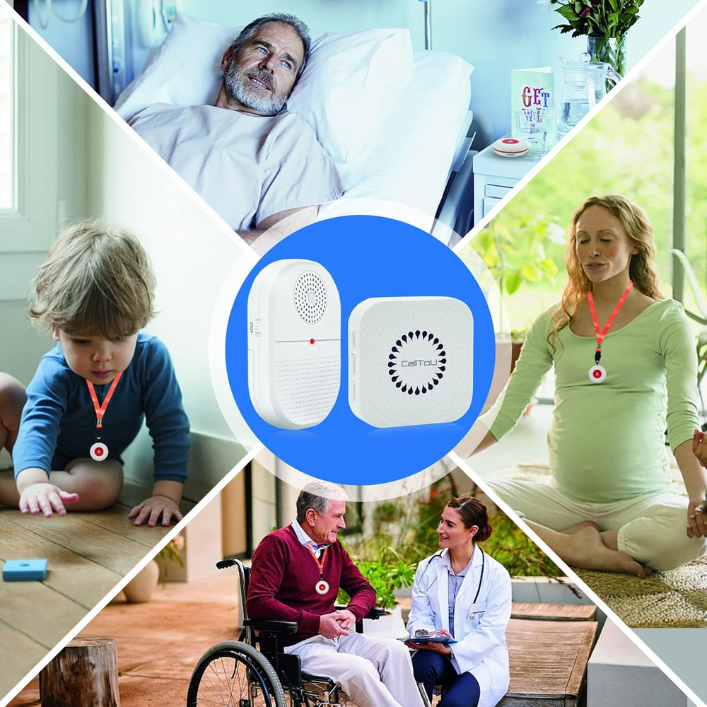 Wireless Caregiver Pager Waterproof Call Button Vibration Call Button for Elderl