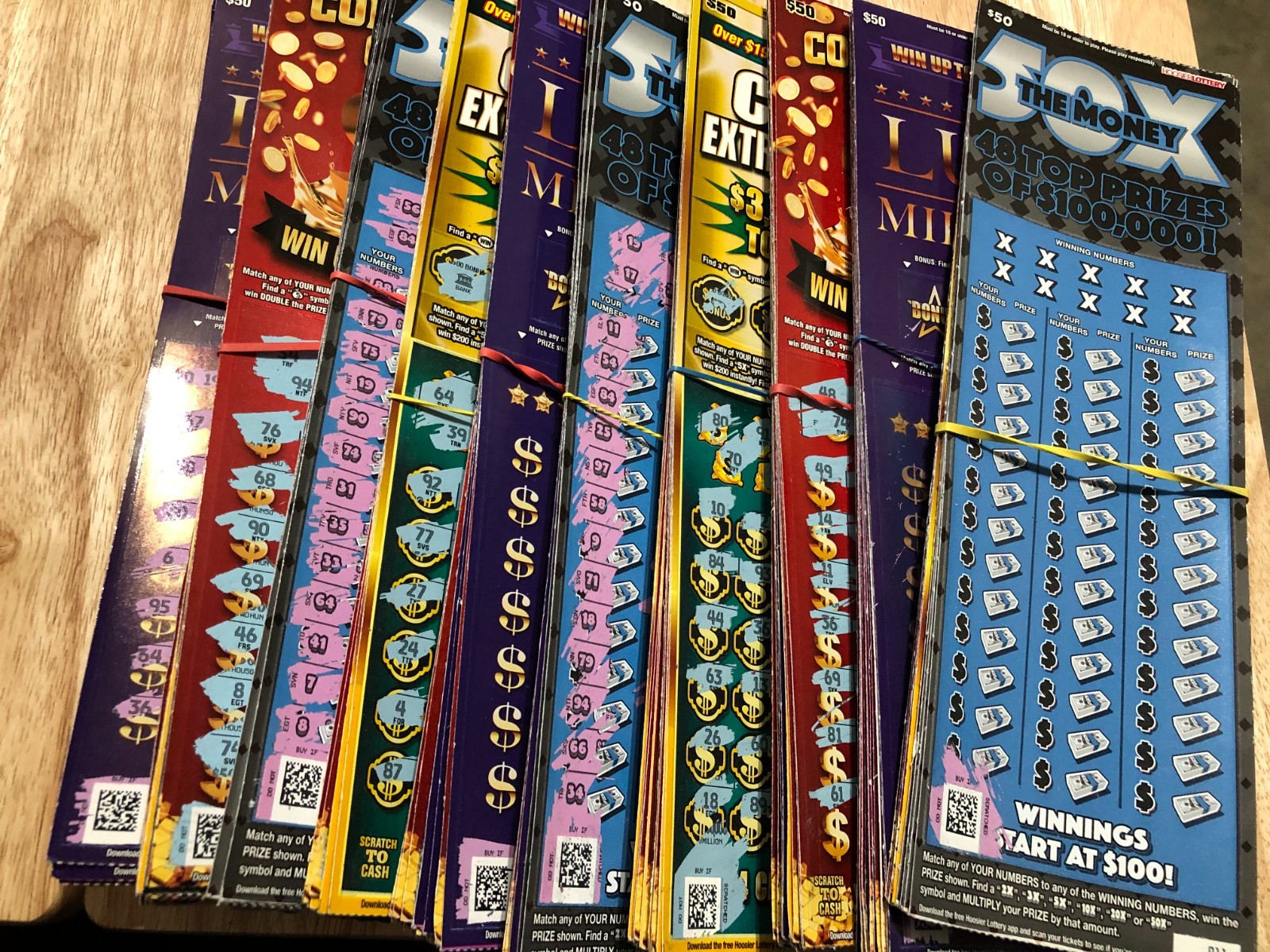 $6,000 Worth of Indiana NON-WINNING used $50 Lottery Scratch off Tickets 2025