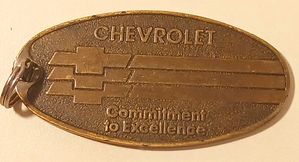 Vintage Chevrolet Commitment to Excellence Solid Brass Mailbox Return ID Tag Fob