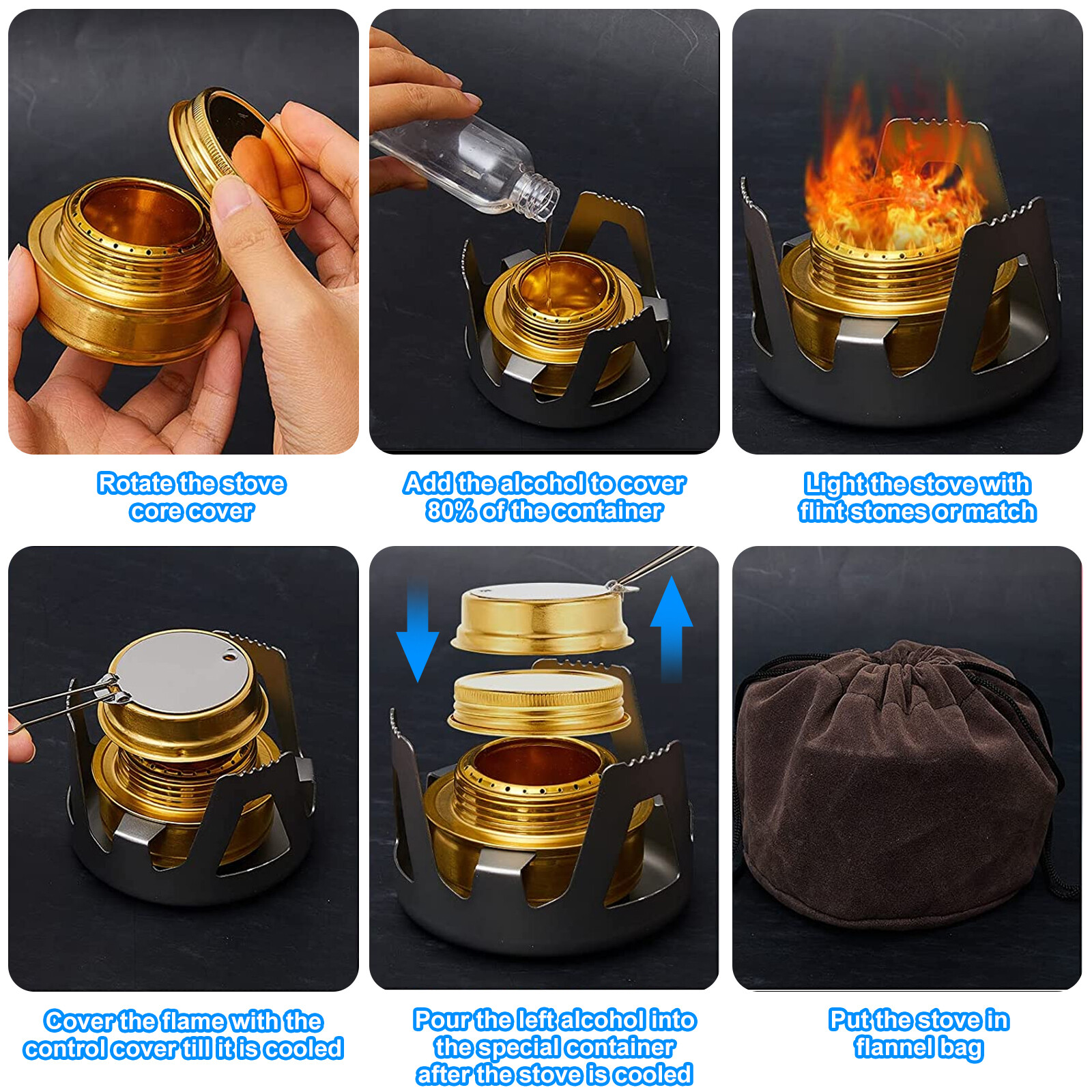 Mini Portable Alcohol Stove Burner Outdoor for Backpacking Hiking Camping Tool