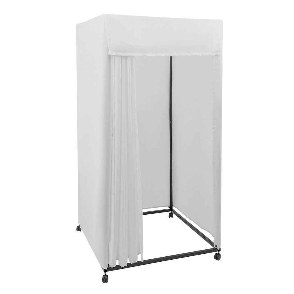 Freestanding Fitting Room Movable 4-Wheels Portable Rectangular Dressing Room