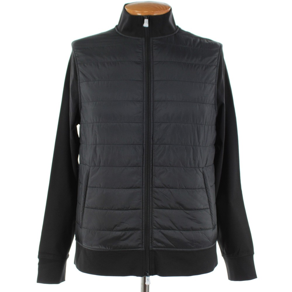 Patrick Assaraf NWOT Quilted Mixed Media Jacket Size Large In Solid Black