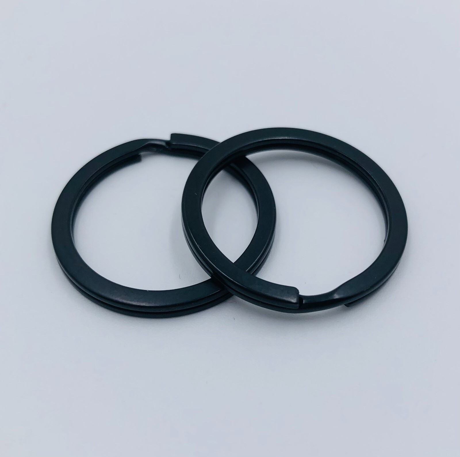 2pc Stainless Steel 30mm Flat Key Rings Black Key Chain Split Key Ring 1.2"